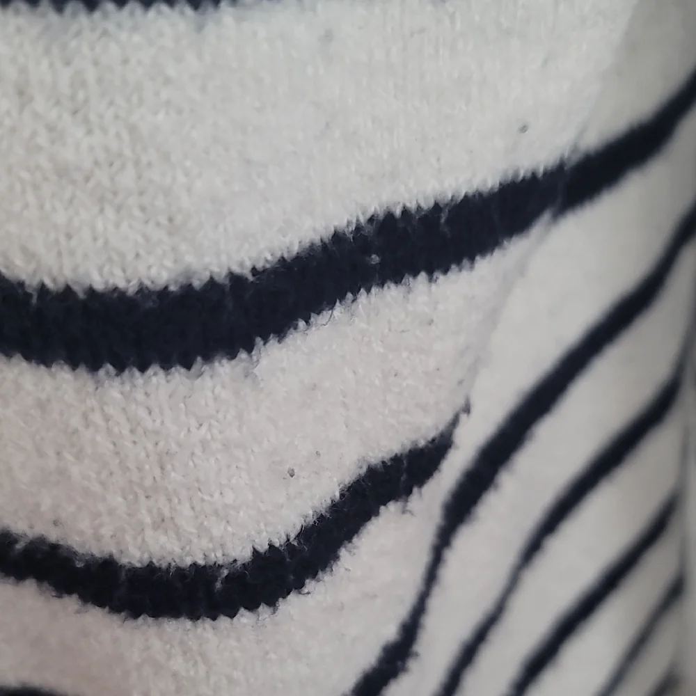 LOFT Black  and White Striped V-Neck Sweater - Picture 4 of 11